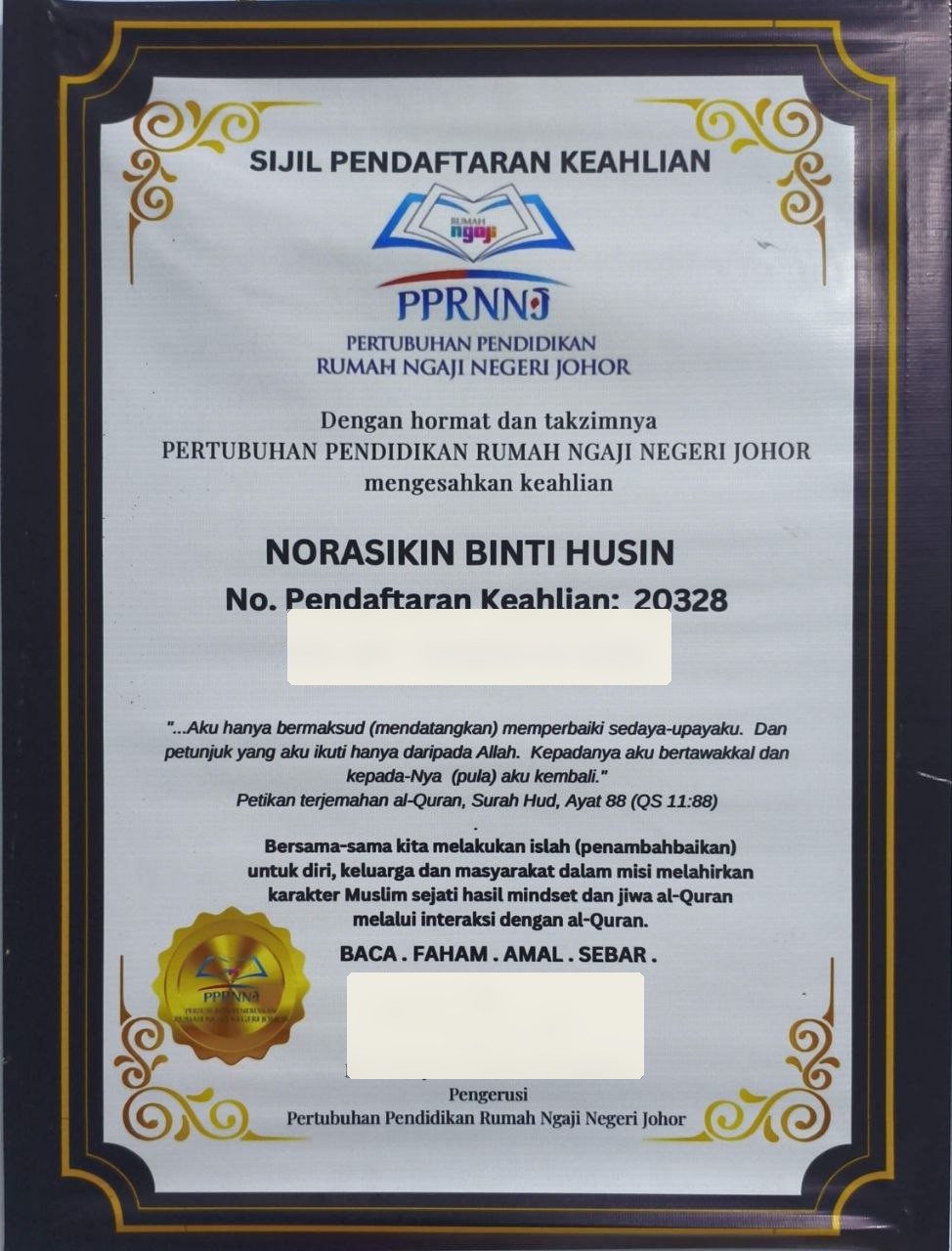 Sijil Keahlian Pertubuhan Pendidikan Rumah Ngaji Negeri Johor